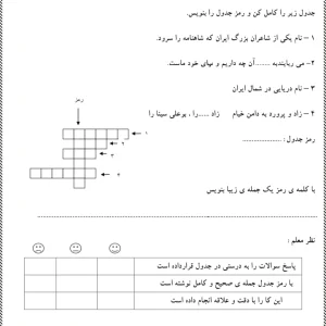 آزمون عملکردی فارسی درس۱۲ پایه سوم دبستان