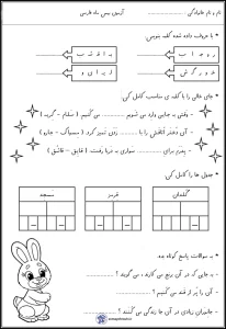 آزمون فارسی بهمن ماه تا نشانه ج کلاس اول