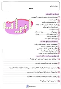 آزمون فارسی بهمن ماه سوم دبستان