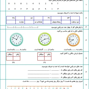 آزمون فصل اول ریاضی دوم دبستان