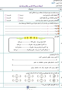 آزمونک درس ۱۲ فارسی نگارش پایه دوم دبستان
