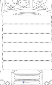 کاربرگ 17 برگه املا و نقاشی اتوبوسی دبستان