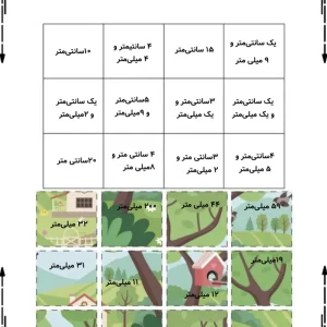تکلیف ریاضی فصل اندازه گیری پایه دوم ابتدایی