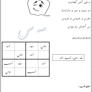 شعر و‌ املا شگفت انگیز نشانه (س) اول دبستان