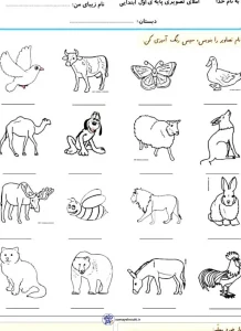 نمونه املا تصویری پایه اول ابتدایی