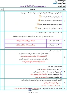 پاسخنامه درس 12تا 14 فارسی دوم