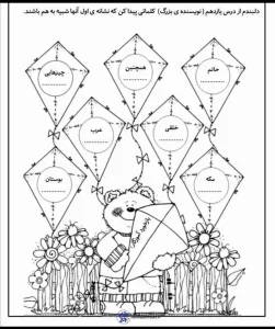 کاربرگ جذاب درس نویسنده بزرگ فارسی سوم دبستان