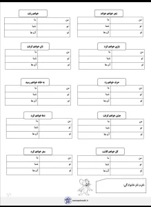 کاربرگ خلاق صرف فعل پایه دوم دبستان