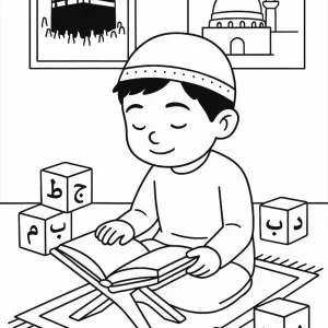 کاربرگ رنگ آمیزی پسرانه ماه رمضان