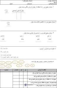 کاربرگ فصل 6 ریاضی دوم دبستان