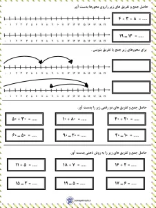 کاربرگ تمرینات دوره ای ریاضی اول دبستان 4 کاربرگ تمرینات دوره ای ریاضی اول دبستان