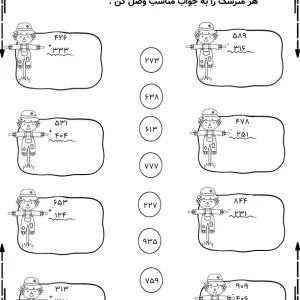 کاربرگ فرآیندی سه رقمی کلاس دوم