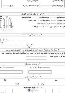 آزمون مدادکاغذی ریاضی کلاس اول فروردین ماه