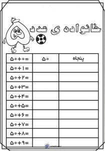 تکلیف ریاضی کلاس اول اعداد دو رقمی